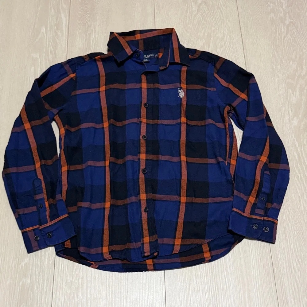 Ralph Lauren Kids' Navy and Orange Checkered Shirt